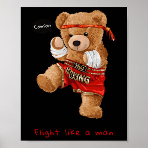 Affiche Cool Bear Man Boxing style de combat illustration