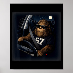 Affiche Cool Bigfoot Conduisant 67 Lunettes Drôles Cadeaux