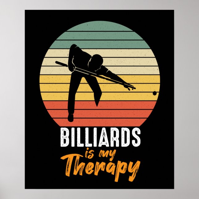 Affiche cool Billiards thérapie mot art (Devant)
