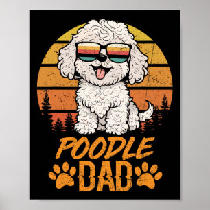 Affiche Cool Blanc Toy Poody Papa Fête des pères Pour Paw
