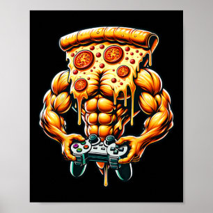 Affiche Cool Bodybuilding Gamer Pizza Présente