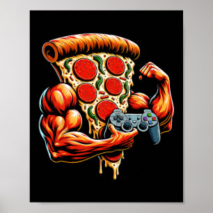 Affiche Cool Bodybuilding Gamer Pizza Présente 2