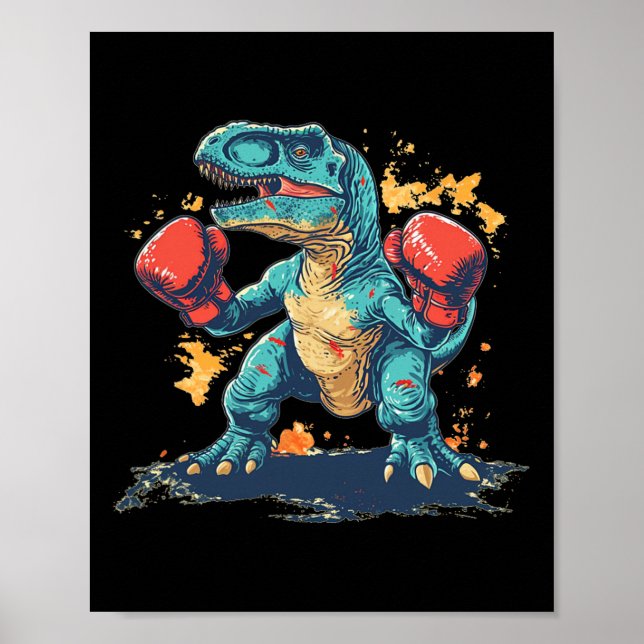 Affiche Cool Boxing Gloves With Dinosaur  (Devant)