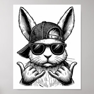 Affiche Cool Bunny Face Sungles Rabbit Jour de Pâques Enfa