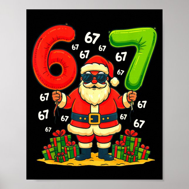 Affiche Cool Christmas Six Seven Santa Claus 6 7 Funny Gen (Devant)
