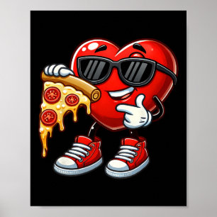 Affiche Cool Coeur Manger Pizza Valentine Funny Kids Febru