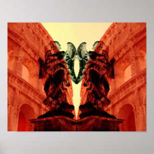 Affiche Cool collage moderne de Rome historique en rouge
