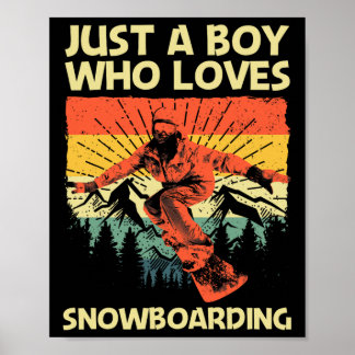 Affiche Cool Conception Snowboard Pour Garçons Enfants Sno