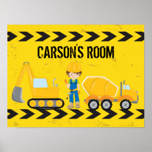 Affiche Cool Construction Véhicule Enfant Personnalisé Gar