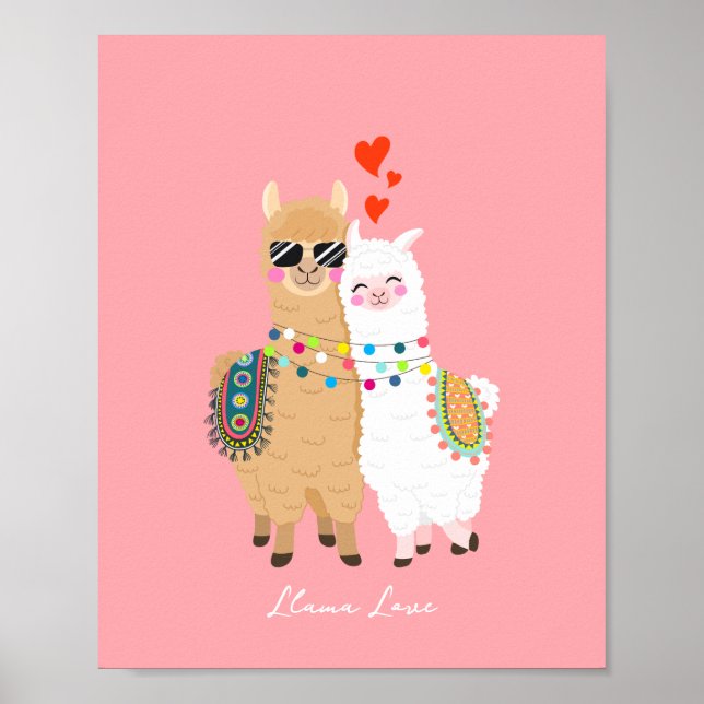 Affiche Cool Cute Llama Couple amoureux (Devant)