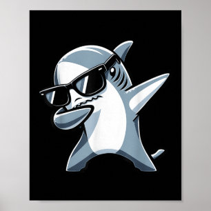 Affiche Cool Dabbing Shark Sungles Enfants Ados Vacat d'ét