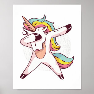 Affiche Cool Dabbing Unicorn Arc-en-ciel La danse tendance