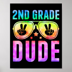 Affiche cool de 2e année Dude Tie Dye Retour à l'école Deu