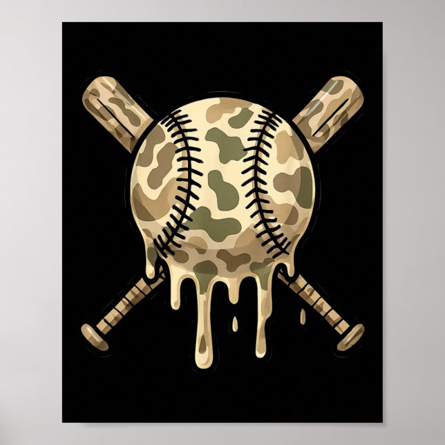 Affiche Cool de base-ball Camo Baseball Bateaux Boys Sport (Devant)