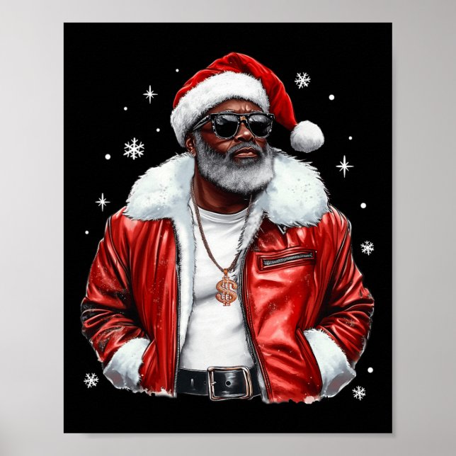 Affiche Cool de Noël afro-américain Père Noël Black Afro K (Devant)