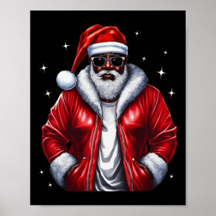 Affiche Cool de pyjama de Noël afro-américain Père Noël No