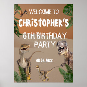 Affiche Cool Dinosaures fête d'anniversaire bienvenue