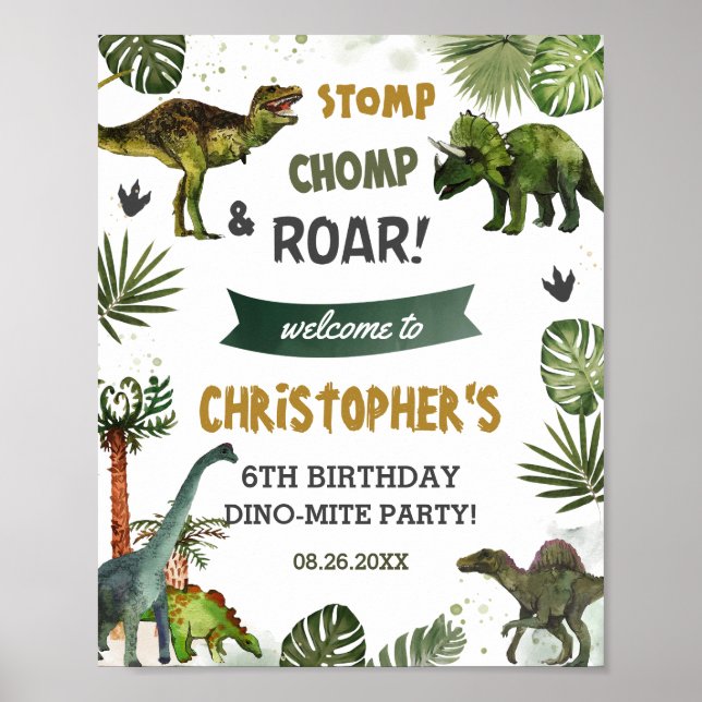 Affiche Cool Dinosaures Jurassic Boy Fête d'anniversaire B (Devant)