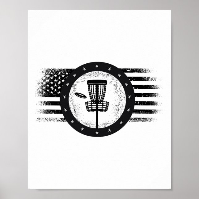 Affiche Cool Disque Golf Sport Usa Grunge Drapeau - Disque (Devant)