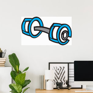 Affiche Cool Dumbbell Fitness Blue and Grey Graphisme
