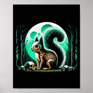 Affiche Cool écureuil squelette Halloween Noël Birthda