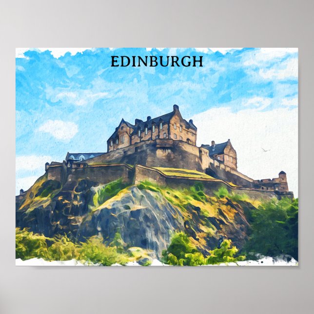 Affiche Cool Edimbourg Scotland Castle Painting (Devant)