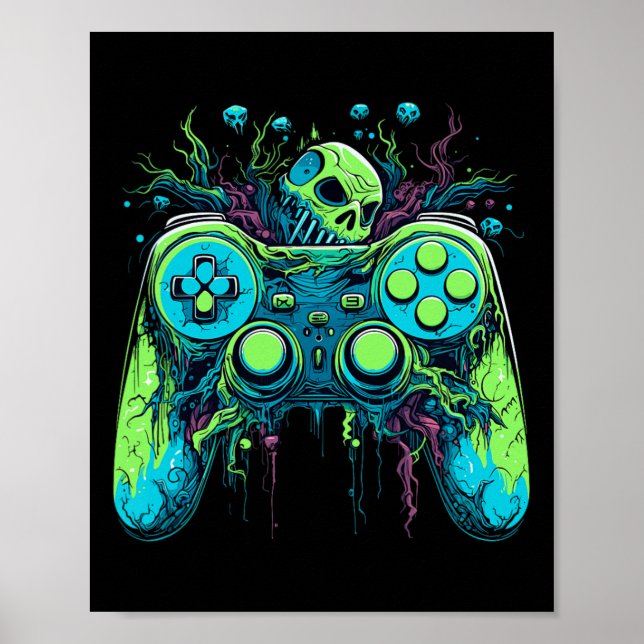 Affiche Cool éffrayant Jeu vidéo contrôleur de jeu 1 (Devant)