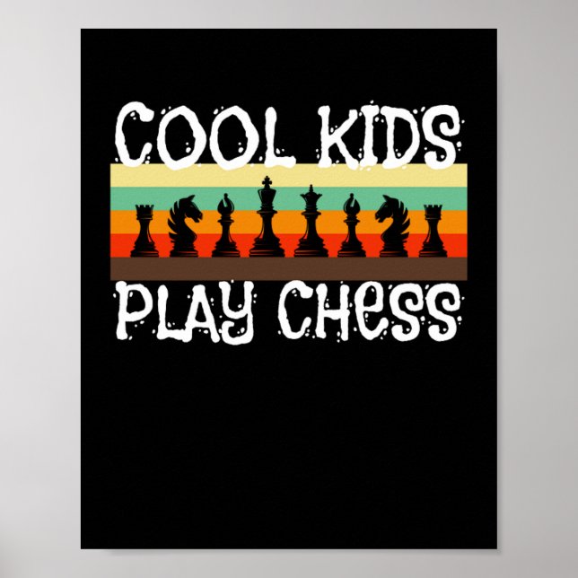 Affiche Cool Enfants Jouer aux échecs Joueur d'échecs jeu  (Devant)