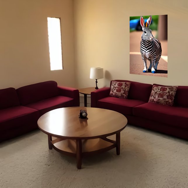 Affiche Cool et adorable Hybrid Rabbit Zebra | Art AI (Créateur téléchargé)