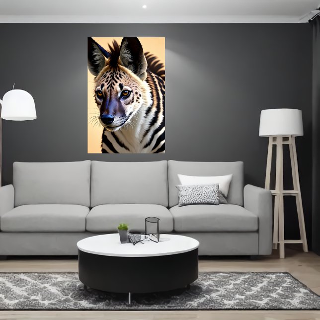 Affiche Cool et adorable Hybrid Zebra Hyena | Art AI (Créateur téléchargé)
