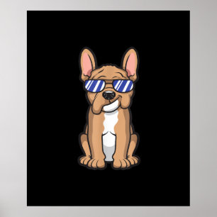 Affiche cool frenchie français bulldog lunettes de soleil