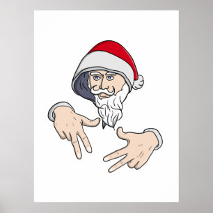 Affiche Cool Gangsta Hip hop Rap de la main Père Noël