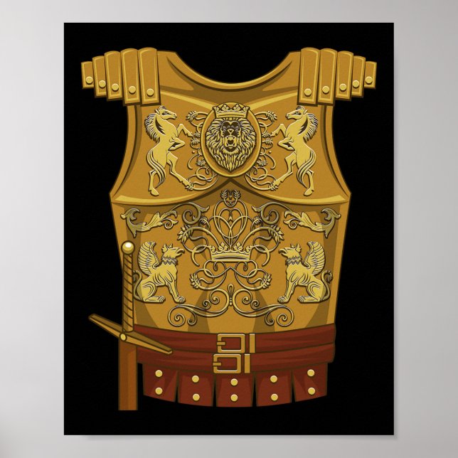 Affiche Cool Gladiator Halloween Costume de combat Fighter (Devant)