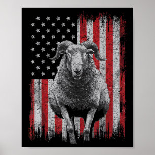 Affiche Cool Goat Lover 4 juillet Patriotique Usa Indépend