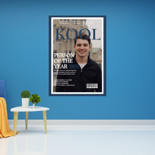 Affiche Cool Graduation Fake Magazine Cover Photo Blue