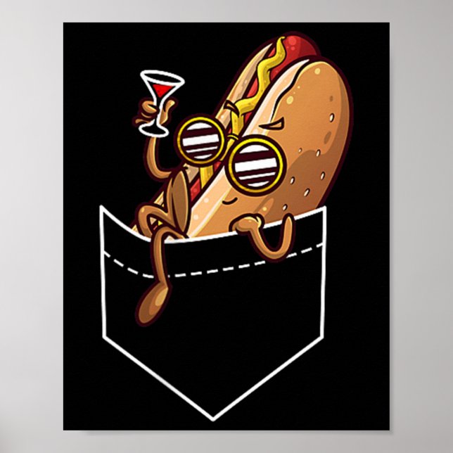 Affiche Cool Hot Dog Conception Pour Hommes Femme Plat Hot (Devant)
