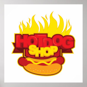 Affiche cool hotdog shop word art
