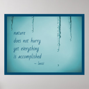 Affiche Cool Ice Blue WaterDrops Melting Icicles Zen Quote
