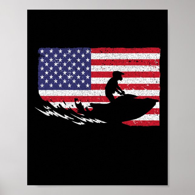 Affiche Cool Jet Ski Pour Hommes Femmes Skieuses Us Drapea (Devant)