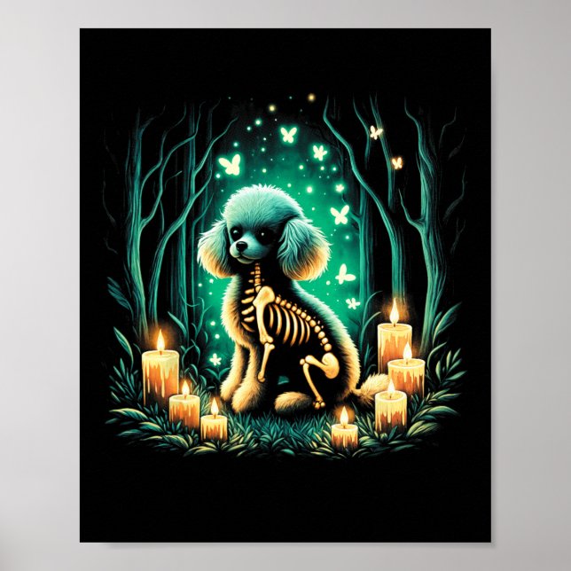 Affiche Cool Jouet Poodle Chien Squelette Halloween Chien  (Devant)