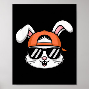 Affiche Cool Lapin De Pâques Avec Casquette Garçons Drôle