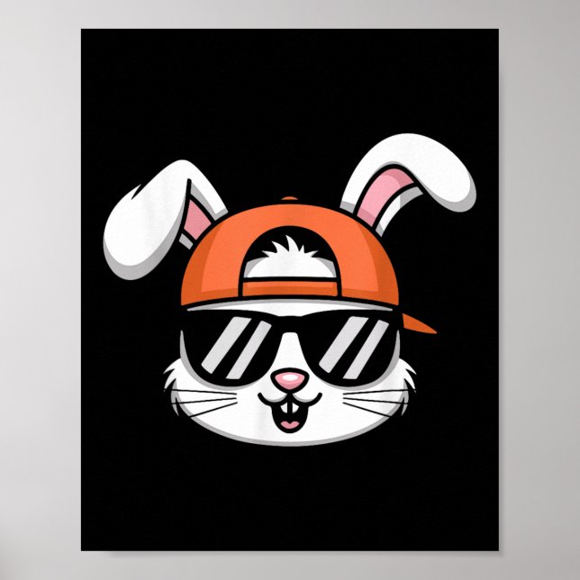 Affiche Cool Lapin De Pâques Avec Casquette Garçons Drôle  (Devant)
