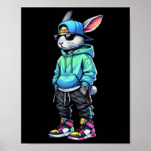 Affiche Cool Lapin Lapin Sungles Journée de Pâques Pour Ga
