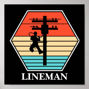 Affiche Cool Lineman Vintage Sunset