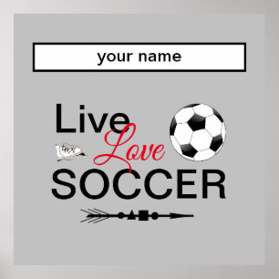 Affiche cool live amour soccer sports ajouter nom