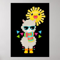 Cool Llama et souriant Kawaii Sun