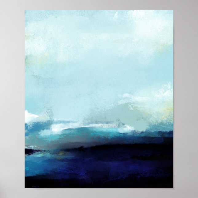 Affiche cool "L'Océan", Vagues Nautiques Abstraites (Devant)