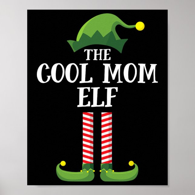 Affiche Cool Maman Elf Correspondant Famille Groupe Noël (Devant)