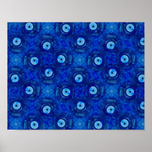 Affiche Cool, modern digital art of blue evil eye pattern