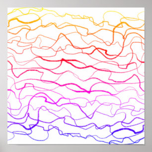 Affiche cool moderne abstrait coloré lignes ondulées peint